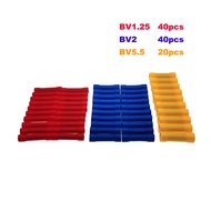 100Pcs/Lot Insulated Straight Butt Aluminum Connector BV1.25 BV2 BV5.5 Electrical Wire Cable Crimp T