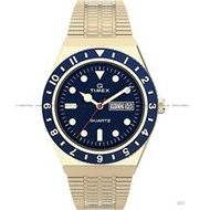 TIMEX TW2U62000 (M) Q Reissue Quartz 38mm Day Date Bracelet Blue Gold