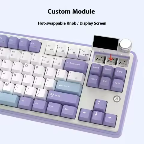 Ajazz Ak 870 Plus Mechanical Keyboard Three-Mode Hot Plug Screen Wireless Bluetooth Esports Game Off