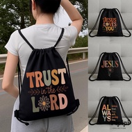 PIPIPI String Bag Black Drawstring Bag 100% Canvas Christian Spiritual Church Size 30x40 Pipipi Coll