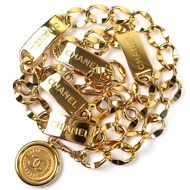 成色極佳△香奈兒 (CHANEL) 香奈兒可可標誌金幣Plate鏈條腰帶，總長約88厘米，金色，女士，時尚，強烈推薦◎