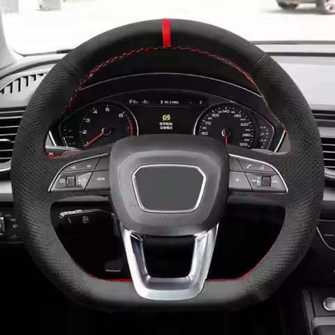 For Audi (D Shape) Q3 F3 Q5 FY SQ5 Q7 4M SQ7 Q8 SQ8 RS Q3 Q8 Suede Leather Car Interior Accessories 