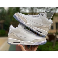 AJ3 Pure White Burst Crack White Cat Retro Sports Basketball Shoes