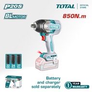 TOTAL Tools Cordless Impact Wrench + Battery + Charger (20V / 850Nm / 1/2" / Brushless) TIWLI20851 /