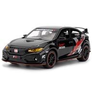 1/32 Toy Car for Honda Civic Type-R Diecast Toy Vehicle Metal Pull Back Model Car with Light and Sou