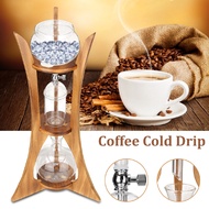 8 Cups Cold Drip Ice Syphon Coffee Pot Maker Glass Dutch Brew Machine Filter Paper Home Kitchen Coffee Tool Wood Frame 600ml
