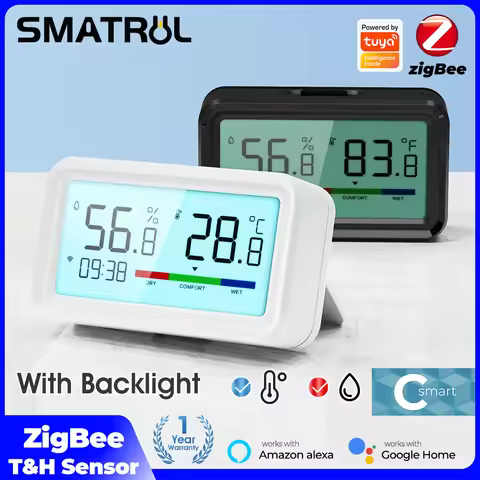 Zigbee Weather Station Digital Thermometer Room Tuya Smart Hygrometer Electronic Table Clock Tempera