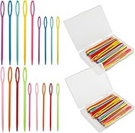 100 Pcs Plastic Sewing Needles for Yarn 2.7" and 3.5" Large Eye Plastic Yarn Needles Tapestry Needle
