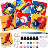 MotiMind 6 Sets Framed Paint by Number Kit for Adults with 6 Wooden Easels, 6 Disposable Apron, DIY 