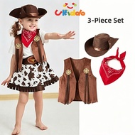3pcs Western Cowboy Costume Adult Kids Family Set Halloween Cosplay Party Outfit Ready Stock For Wom