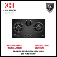 EF EFH7630 TN VGB 3 BURNER GLASS GAS HOB - 2 YEARS MANUFACTURER WARRANTY + FREE DELIVERY