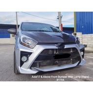 B1704 PERODUA AXIA 2017 & ABOVE FRONT BUMPER WITH LAMP ( AGYA ) FIBREGLASS BODYKIT WITHOUT PAINT