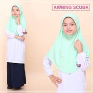 TUDUNG SEKOLAH AWNING SCUBA **HIJAU MUDA** Tudung Si Comel Tudung Sekolah Rendah Prasekolah Size SS-