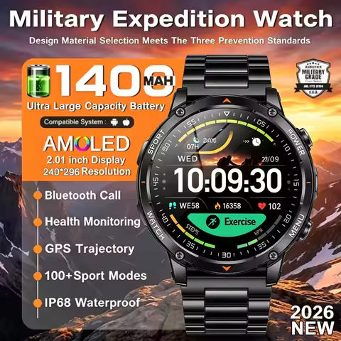 2026 New 1400mAh GPS Smart Watch Sport Waterproof Compass Smartwatch Men NFC AMOLED HD Bluetooth Cal