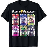 Kaos Baju Pria Wanita Power Rangers Graphic Color Character Helmet Panels T-Shirt
