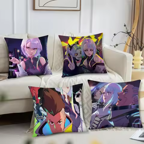 Anime C-Cyberpunk E-Edgerunner Pillow Case Square Pillow Bedroom Sofa Leisure Comfort Cushion Car Li