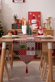 New Year 2023 Christmas Table Runner Luxury Red Flower Table Flag Tablecloth Placemat Party Dinner H