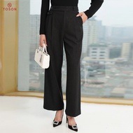 Women's loose-fitting office pants with flap pockets 21039 Toson