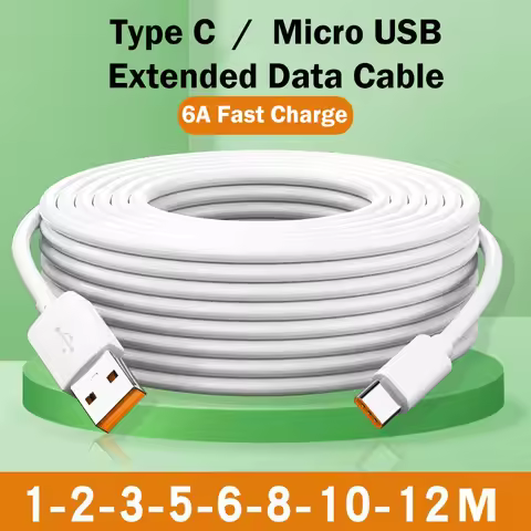 Micro USB Cable 1M 2M 3M 5M 8M 10M 12M Type C 6A Fast Charge Equipment Universal Data Cable for iPho