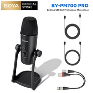 BOYA BY-PM700 PRO USB XLR Professional Microphone Desktop Microphone with Four Pickup Patterns 5-Pin XLR Female Cable USB and XLR output For Android, Analog Audio, PC, Podcast, Gaming, Streaming, Studio, Computer Mic