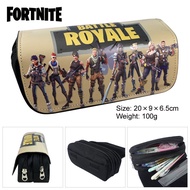 Uhko Fortnite Fortnite Night Student Pencil Case Large Capacity Canvas Double Layer Zipper Stationery Box Stationery Bag School Gift