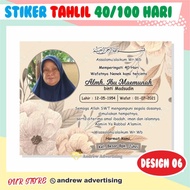 STIKER TAHLIL 40 HARI / 100 HARI / 1 TAHUNAN - Design 06