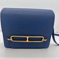 98新 Hermes愛馬仕Roulis Mini 豬鼻子單肩斜挎包，藍色，A刻