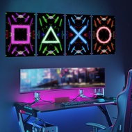 A set of four (30*45cm*4pcs) tech-style wall stickers with neon game symbol decorative elements Set 