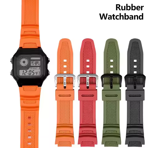 Rubber Watchband For F108 F-108WH W-216H W-218H W-215 W-752 W-S200H SGW-400/500H Waterproof Resin Si