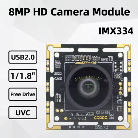 HD 4K 8MP USB Camera Module Sony IMX334 Sensor 1/1.8' 30FPS No Drive Required 3840x2160 Resolution f