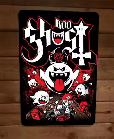 1 pcs,Hail King Boo Ghost Kart Satantic Mario 8x12 Metal Wall Sign Poster Video Game