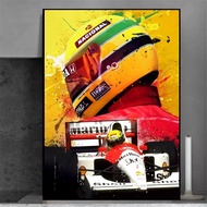 Vintage Car Poster Ferraris Classic Racing F Canvas Painting Ayrton Senna Legend F Race Car Driver