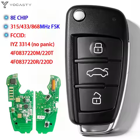 A6 For Q7 S6 YOCASTY 3 Buttons Remote Fob Flip Key 8E Chip 315 434 868 MHZ For A6 Q7 S6 IYZ 2006 -20
