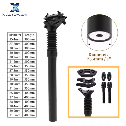 X Autohaux Bicycle Suspension Seatpost 25.4x300mm 27.2x300mm 28.6x300mm Bicycle Seatpost Replacement