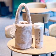 Starbucks Cup 2023 New Year Holiday Gift Stainless Steel Accompanying Cup Plush Cup Holder Handbag Mug