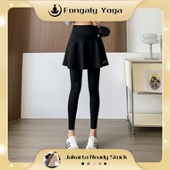Ready Stock Women's Sports Pants Long Skirt Large size High Waist Jumbo Plain Gym Fitness Yoga Runni
