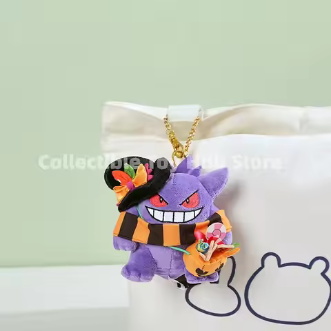 Genuine Pokemon Center Halloween Gengar Plush Keychain Cute Limited Wizard Hat Gengar Plush Pendant
