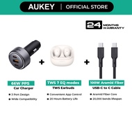 Aukey 12.12 Birthday Box RM120 (Car Charger + Earphones + Cable)
