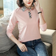 M-4XL Long Sleeve Versatile T-Shirt~Long T-Shirt Women Fashion Cotton Shirt Collar Slim-Fit Bottomin