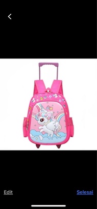 Tas Ransel dorong unicorn frozen anak tk paud