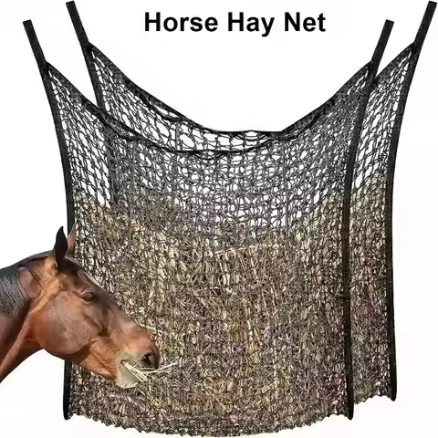 1Pcs New Slow Feed Hay Net Hanging 80x90cm Horse Hay Bag Large Capacity Hay Feeder Bag for Horses Go