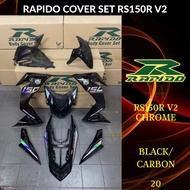 RAPIDO BODY COVER SET RS150R RS150 V2 V3 CHROME STICKER (20) - BLACK/CARBON (STICKER TANAM/AIRBRUSH) COVERSET