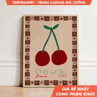 Tranh treo tường Cherry Print Vintage French Eclectic Art Illustration Wall Art Kitchen tặng kèm đ