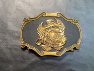 Harley Davidson 哈利黑皮面金色飛鷹皮帶扣  Belt Buckle