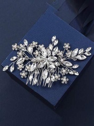 新娘髮飾手工製作花卉髮梳和髮夾套裝,非常適用於婚禮服裝造型,優雅大方