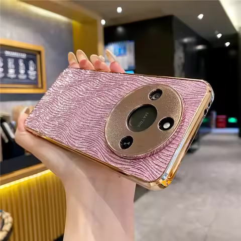 Luxury Gold Plating Matte Cover Glitter Wave Texture Hard Phone Case for Honor 300PRO 100 200 Magic 