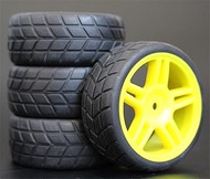 ZUQABI 4PCS 1/10 Rubber Tire RC Racing Car Tires On Road Wheel Rim, for HSP, for HPI, RC Car Part Di