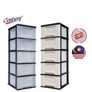 Century Drawer 5 TIER Clothes Cabinet Laci Kabinet Plastik Almari 5 TINGKAT Rak Penyimpanan Pakaian 