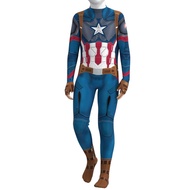 Captain America Jumpsuits Cosplay Halloween Costume Adult Kids Long Sleeve Bodysuit Superhero Costum