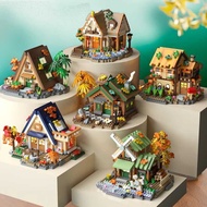 Compatible Lego Forest Cabin Building House Street View Building Blocks Handmade Windmill Tree House
